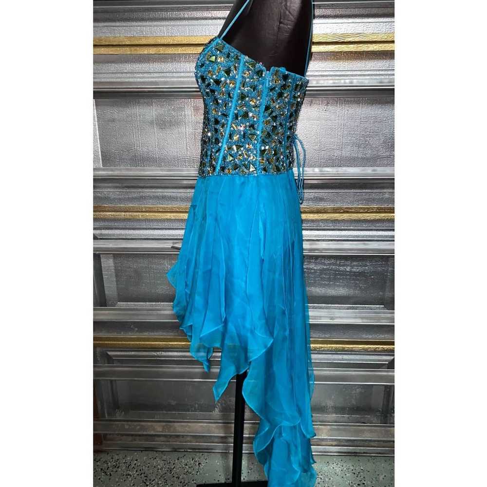 Fancy Flowy Dave & Johnny Blue Sequin Bust Corset… - image 5