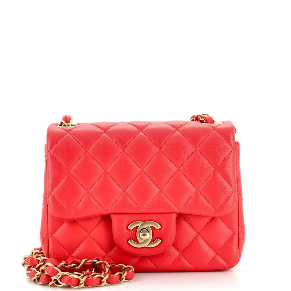 Chanel Square Classic Single Flap Bag Quilted Lam… - image 1