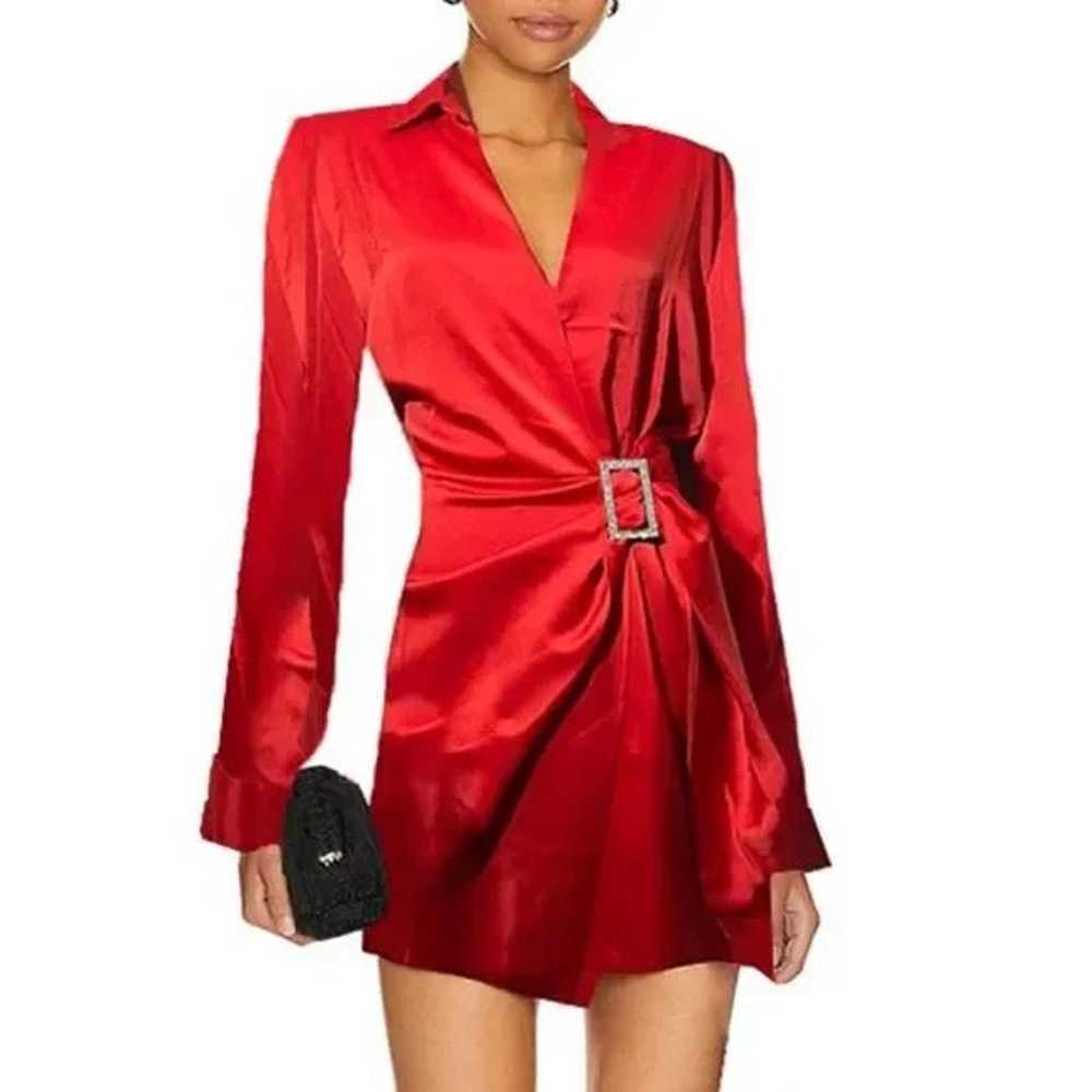 NWOT House of Harlow 1960 Red Satin True Wrap Shi… - image 12