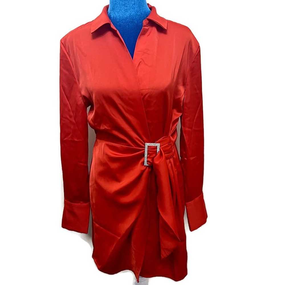 NWOT House of Harlow 1960 Red Satin True Wrap Shi… - image 2