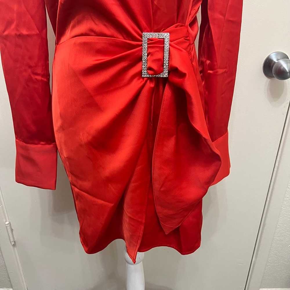 NWOT House of Harlow 1960 Red Satin True Wrap Shi… - image 3