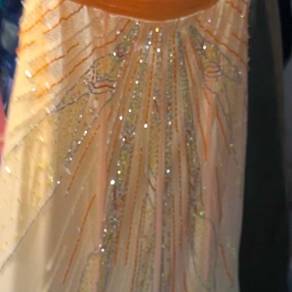 MORGAN & CO Beaded Strapless Neon Yellow & Orange… - image 7