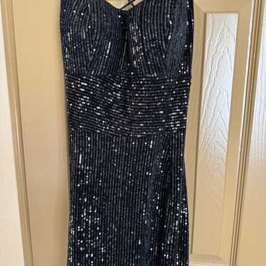 Black sequined prom dress