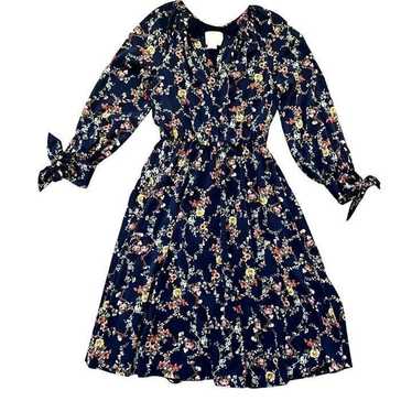 Girl Meet Glam Bonnie Navy Floral Fit & Flare Midi