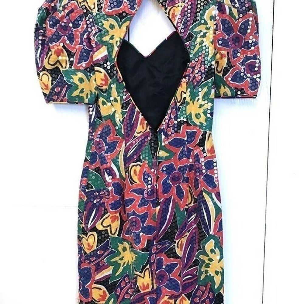 Vintage Glam: Morton Myles Sequin Floral Dress - … - image 3