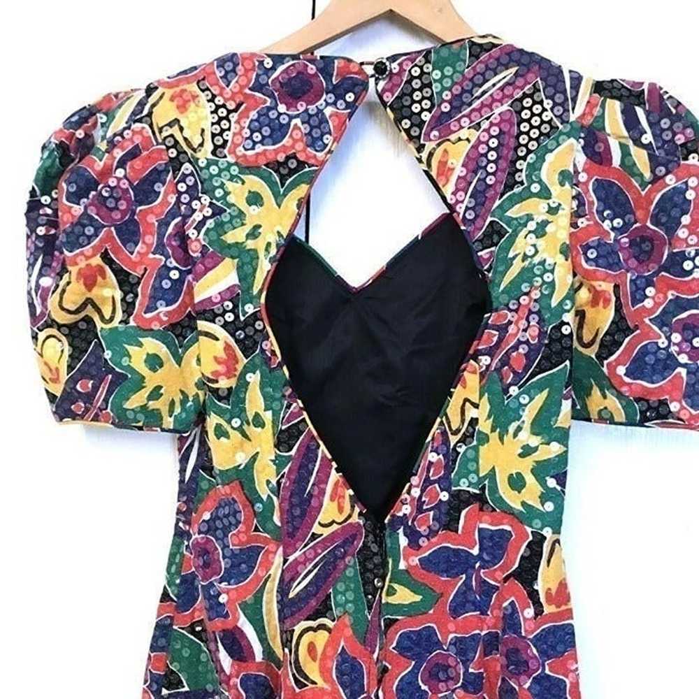 Vintage Glam: Morton Myles Sequin Floral Dress - … - image 6
