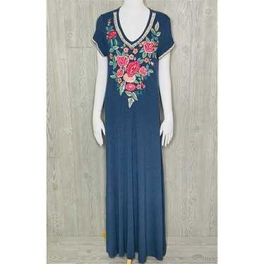 NWOT Caite floral embroidered cotton maxi dress sm