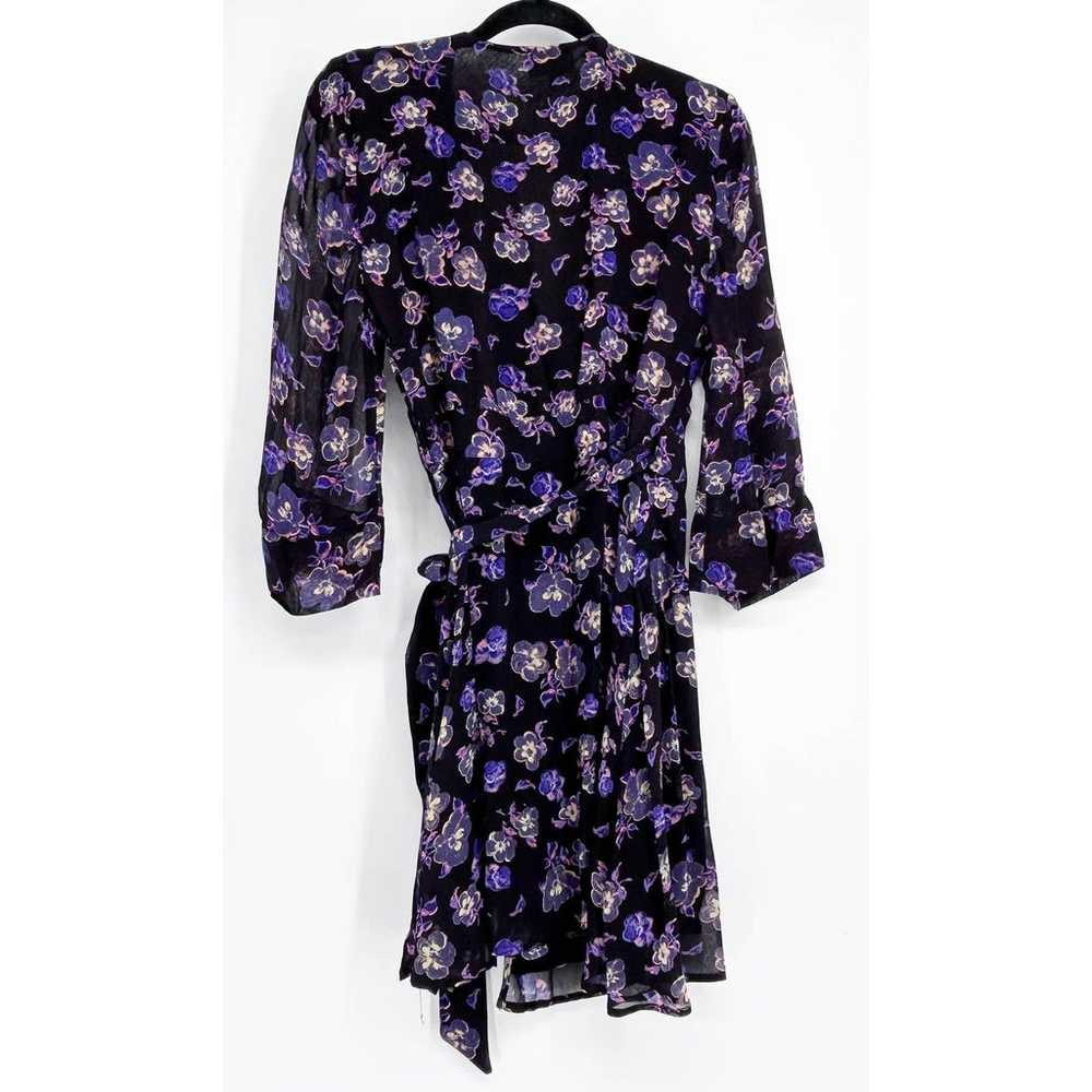 GANNI Georgette Floral Wrap Dress In Purple - image 4
