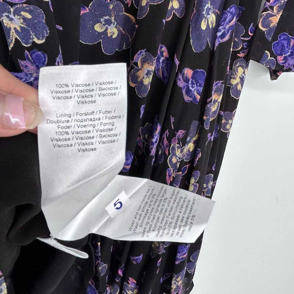 GANNI Georgette Floral Wrap Dress In Purple - image 7