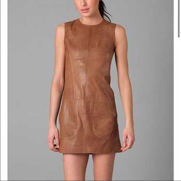 Vince Brown Leather Mini Dress