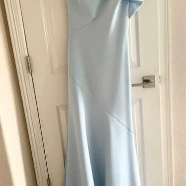 Betsy and Adam light blue one shoulder gown size 4