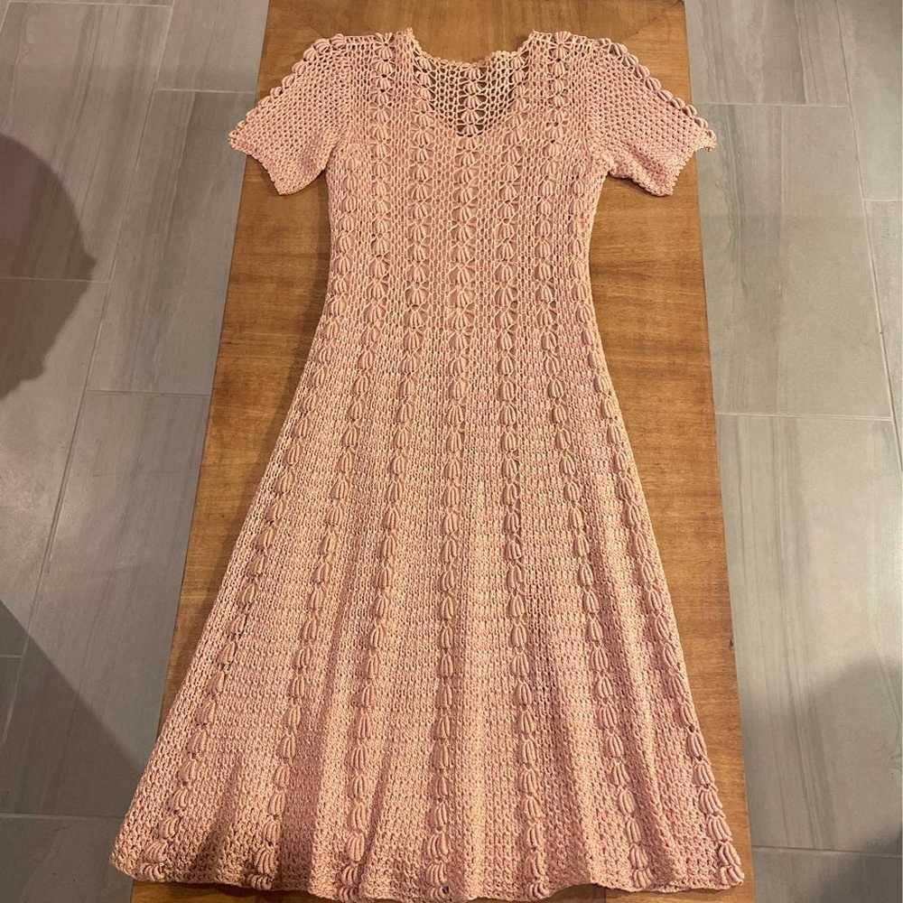 vintage crochet dress, rose color - image 10