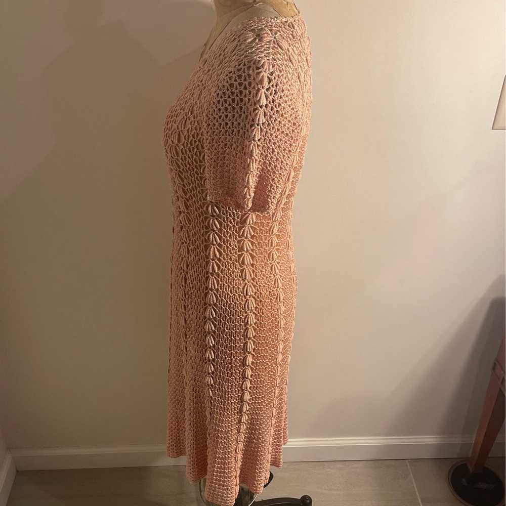 vintage crochet dress, rose color - image 2