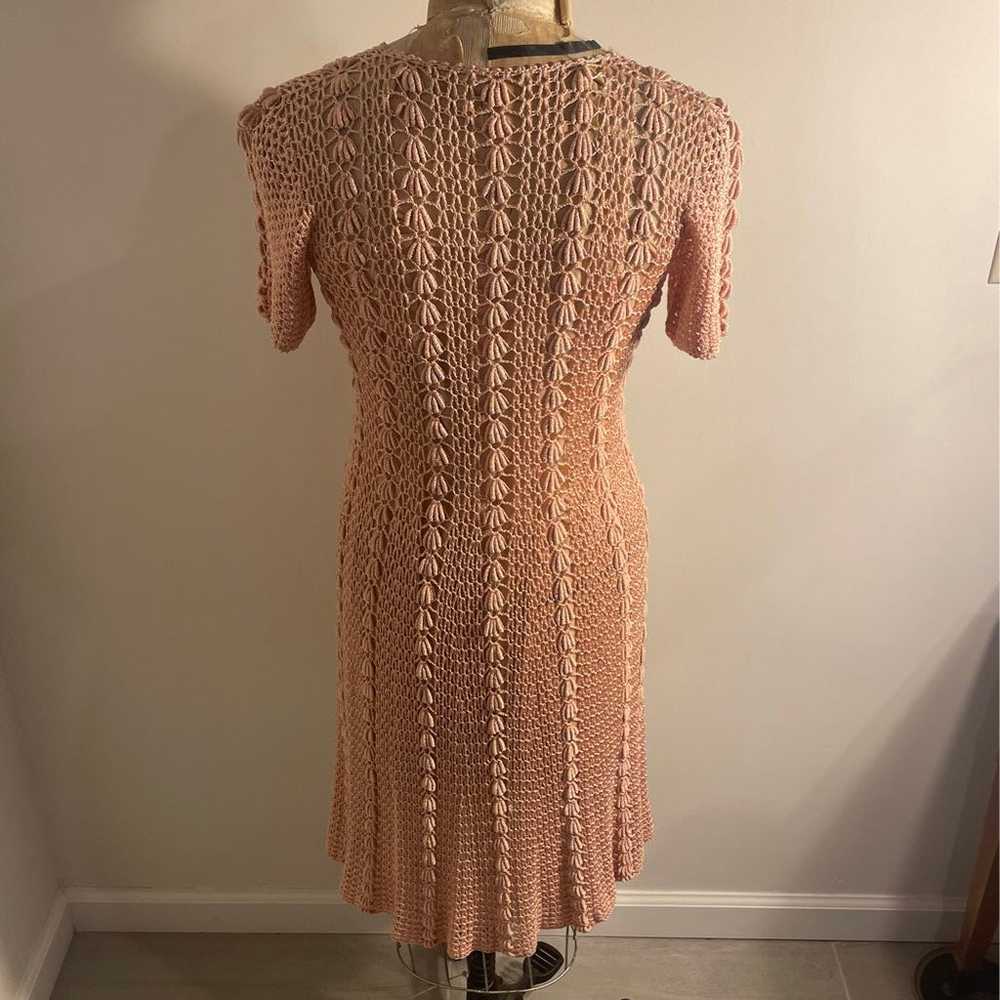 vintage crochet dress, rose color - image 3
