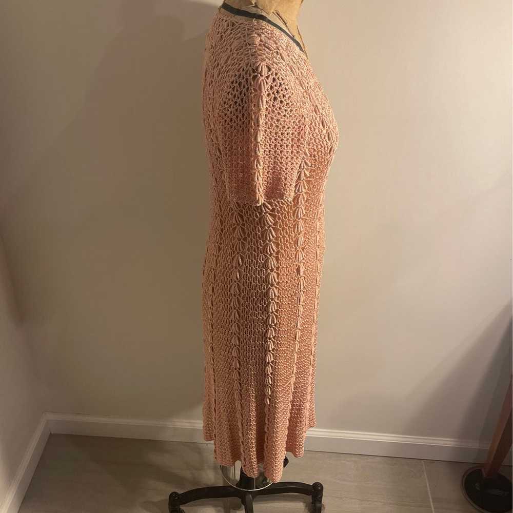 vintage crochet dress, rose color - image 4
