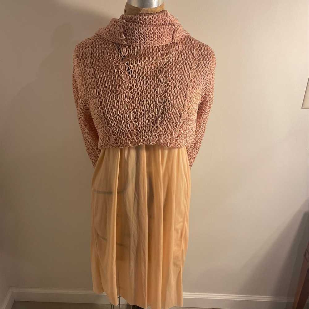 vintage crochet dress, rose color - image 5
