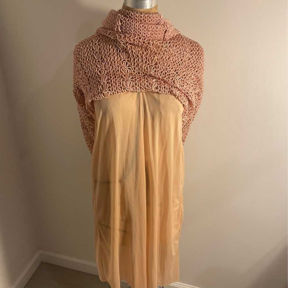 vintage crochet dress, rose color - image 7