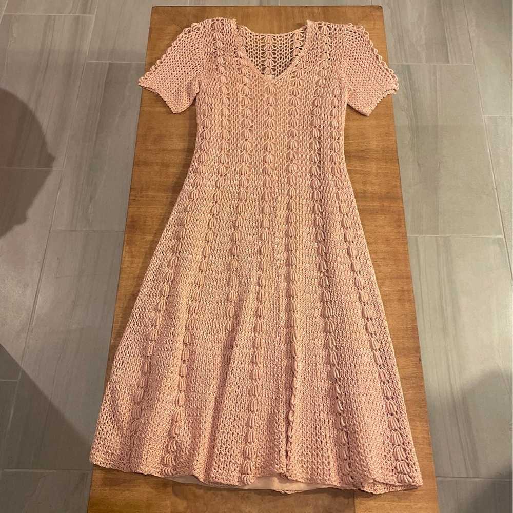 vintage crochet dress, rose color - image 8