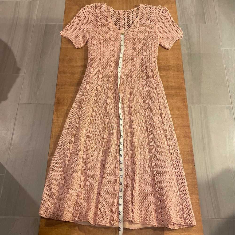 vintage crochet dress, rose color - image 9