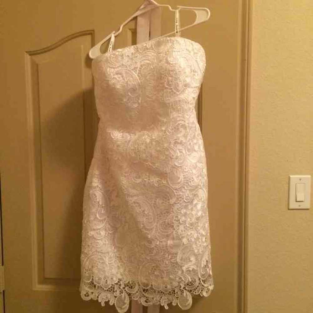 White lace strapless dress - image 1