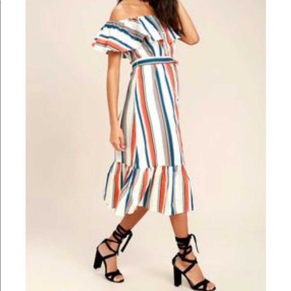 Lulus Moon River striped off the shoulde - image 2