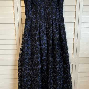 Nicole Miller Black and Blue Evening Gown