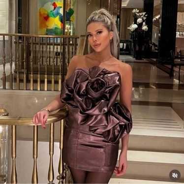 Zara Voluminous Floral Statement Mini Lined Dress 
