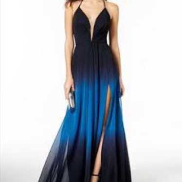 Betsy and Adam Ombre Black and Blue Gown - image 1