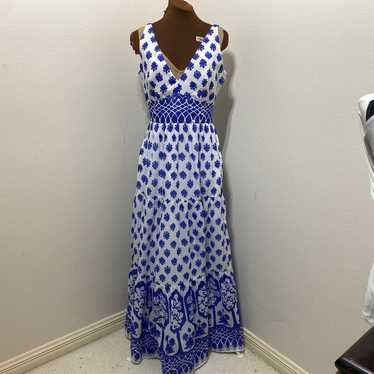 J Crew Blue & White Santorini Print Maxi Dress Si… - image 1