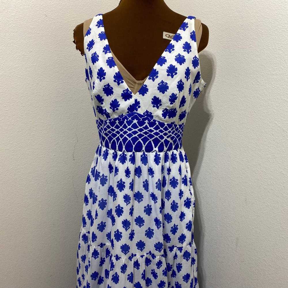J Crew Blue & White Santorini Print Maxi Dress Si… - image 2