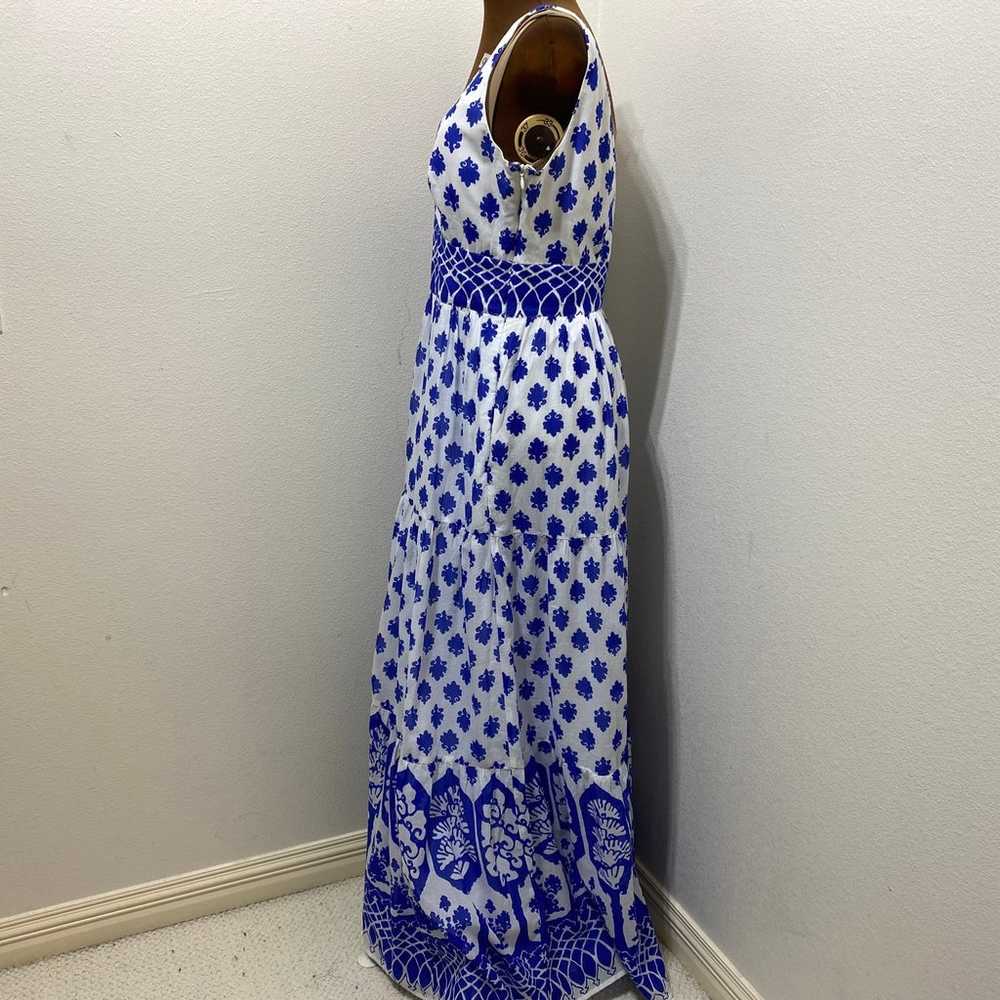 J Crew Blue & White Santorini Print Maxi Dress Si… - image 4