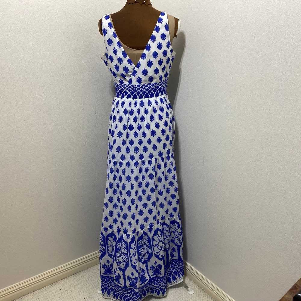 J Crew Blue & White Santorini Print Maxi Dress Si… - image 5