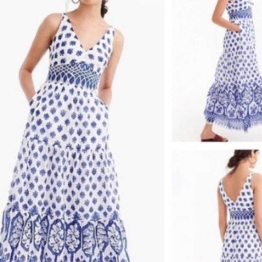 J Crew Blue & White Santorini Print Maxi Dress Si… - image 6