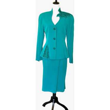 Daymore Couture Teal Beaded Evening Suit, Vintage… - image 1