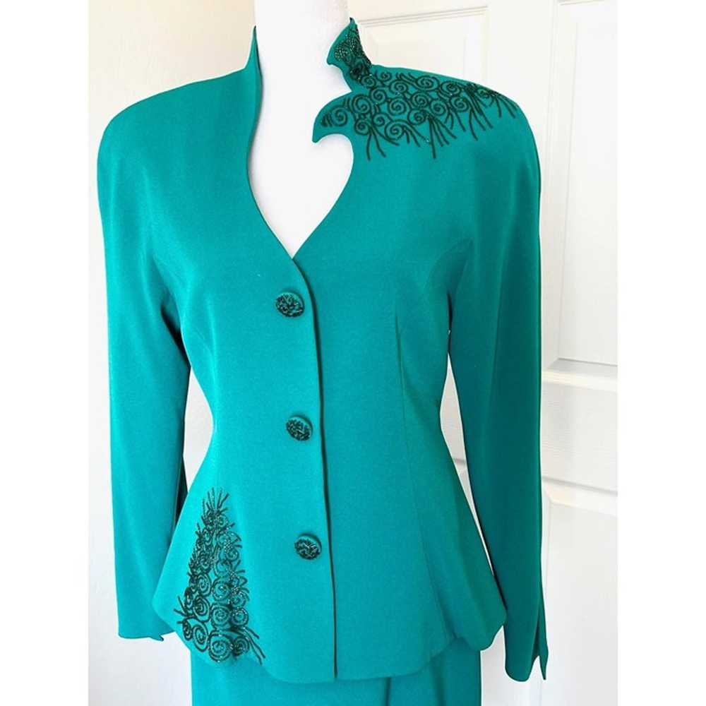 Daymore Couture Teal Beaded Evening Suit, Vintage… - image 3