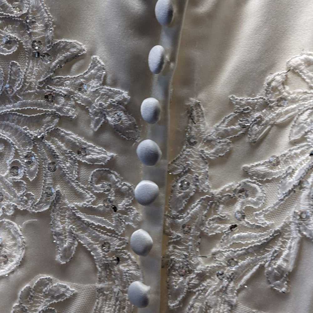 Oleg Cassini  Ivory Satin and Beaded Wedding Gown - image 7