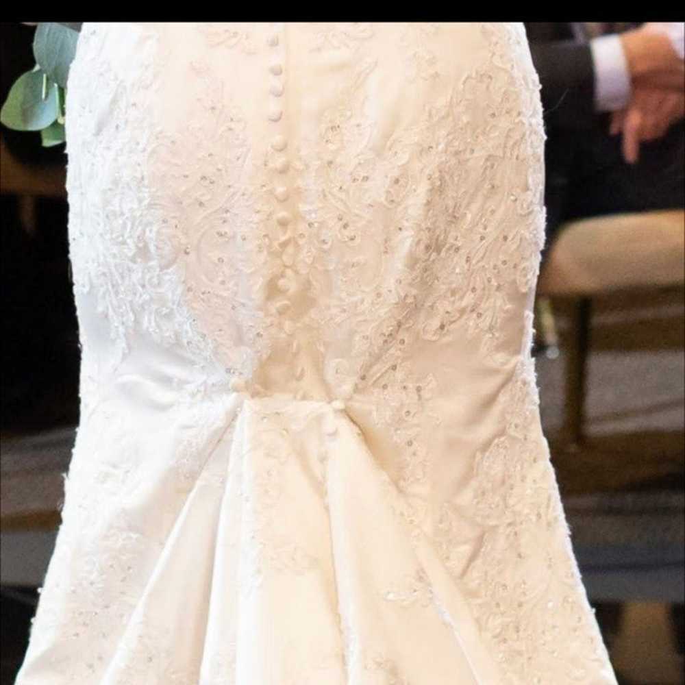 Oleg Cassini  Ivory Satin and Beaded Wedding Gown - image 9