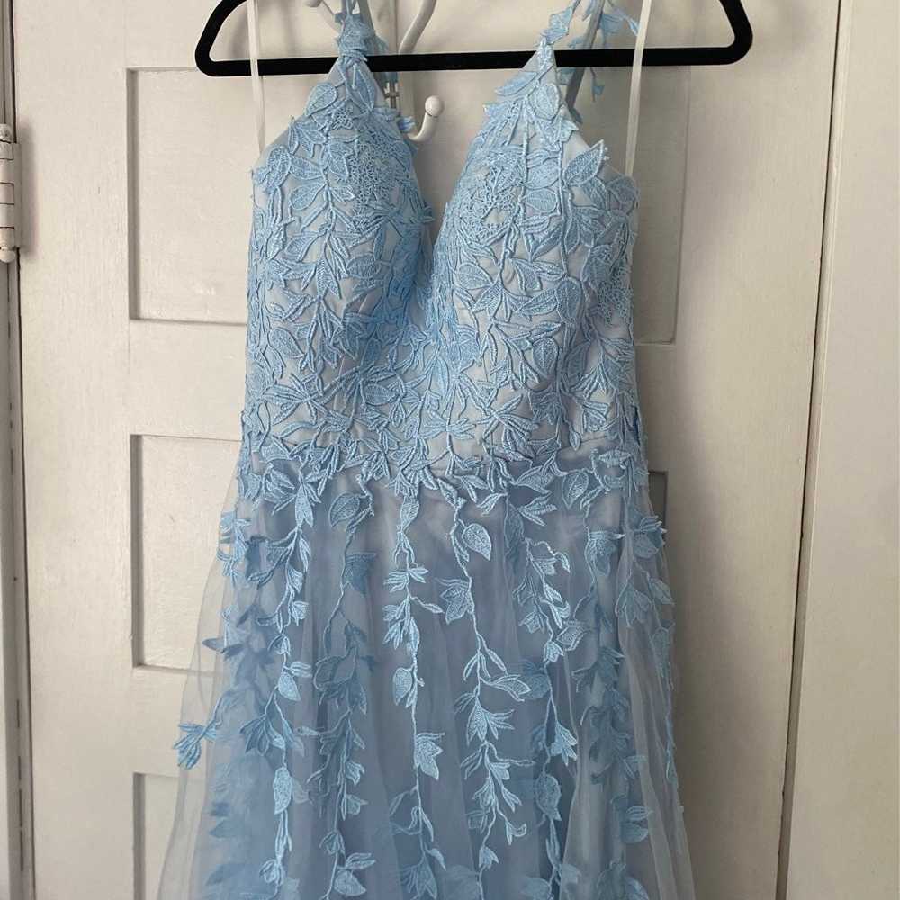 Light Blue Lace Prom dress long - image 1