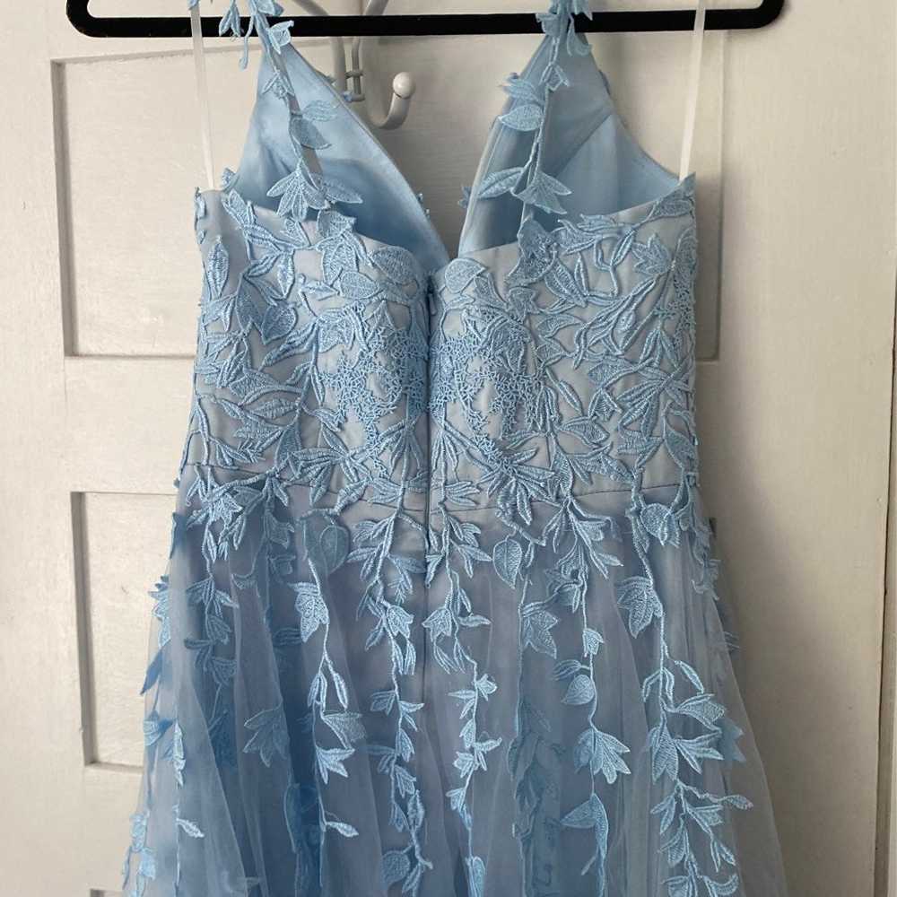Light Blue Lace Prom dress long - image 3