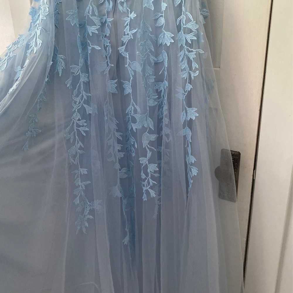 Light Blue Lace Prom dress long - image 4