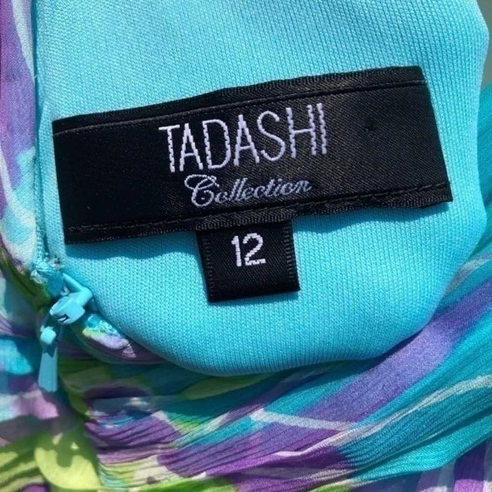 Tadashi Shoji Silk Floral Dress 12 Blue Green Pur… - image 8