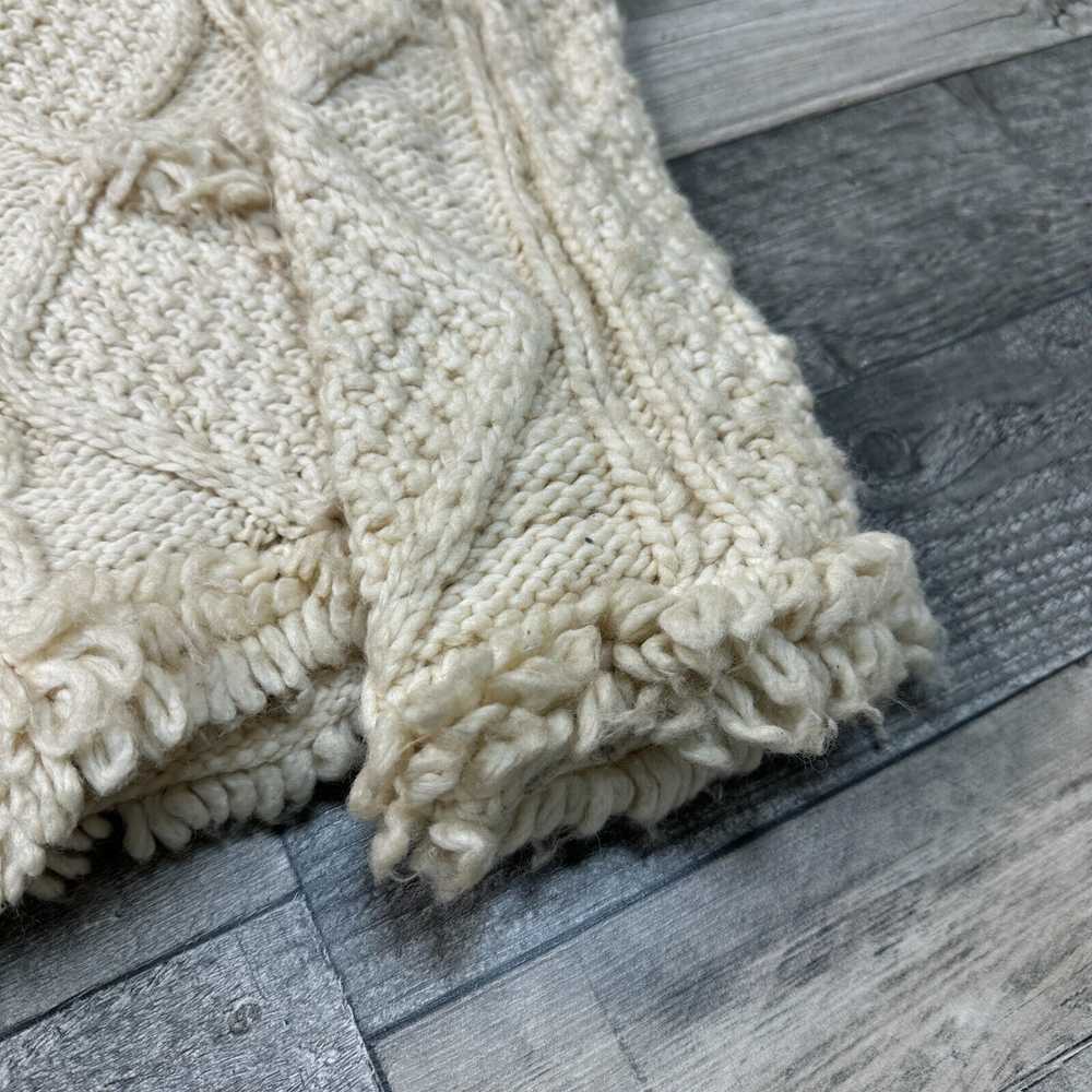 Vintage Hand Knit Hoodie 100% Wool Chunky Abstrac… - image 3