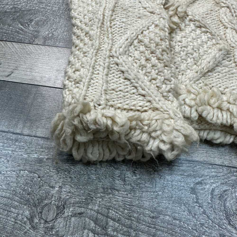 Vintage Hand Knit Hoodie 100% Wool Chunky Abstrac… - image 4