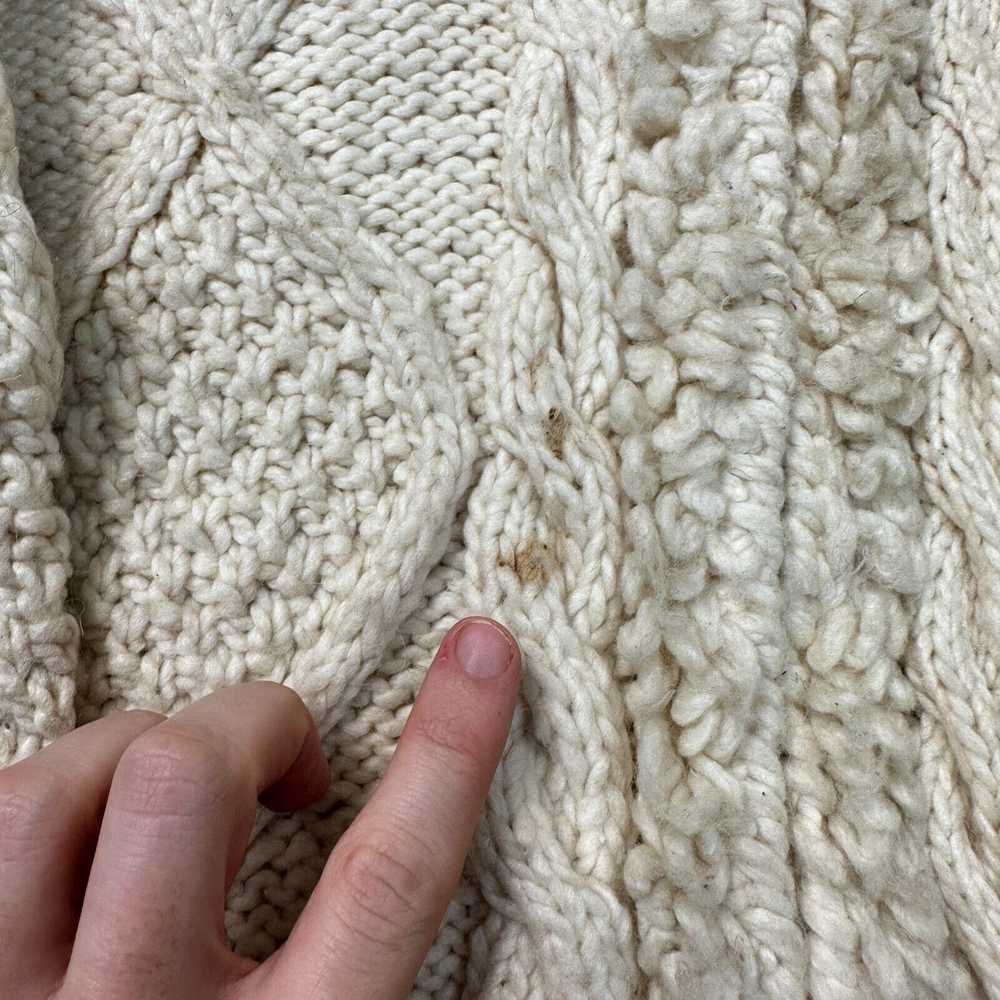Vintage Hand Knit Hoodie 100% Wool Chunky Abstrac… - image 6