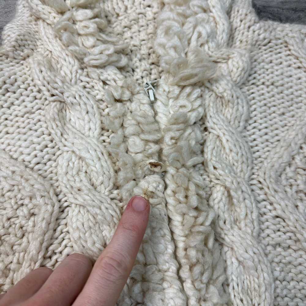 Vintage Hand Knit Hoodie 100% Wool Chunky Abstrac… - image 7