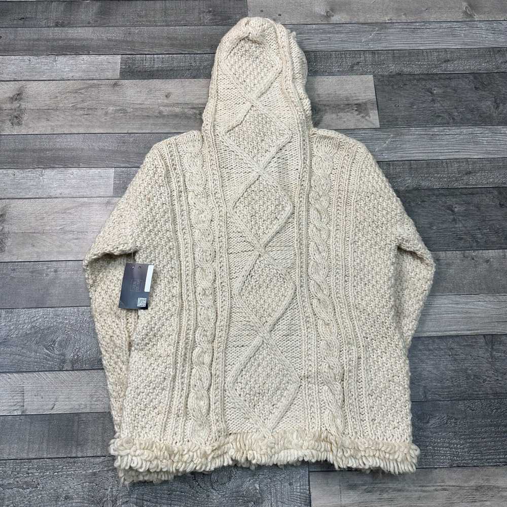 Vintage Hand Knit Hoodie 100% Wool Chunky Abstrac… - image 9