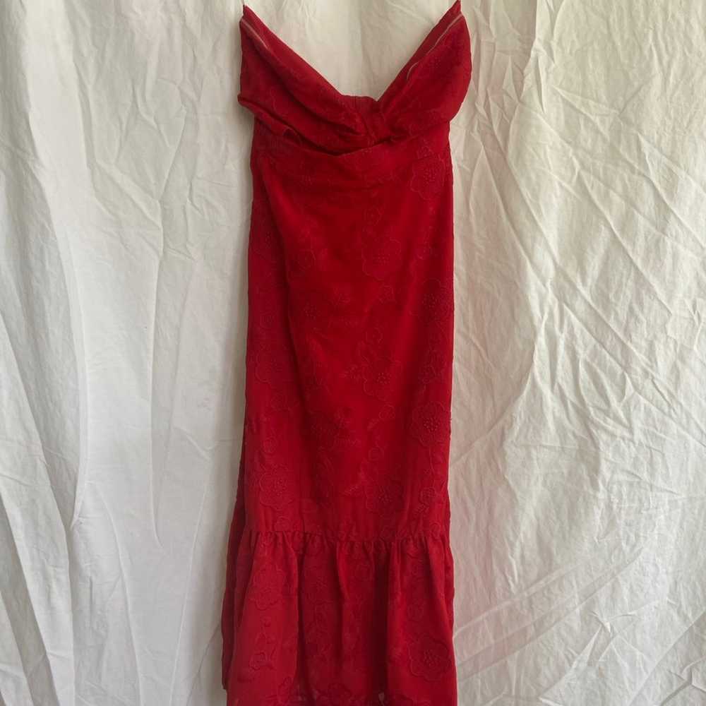 Lovers And Friends Red Bow Midi Lace dress Size S… - image 2