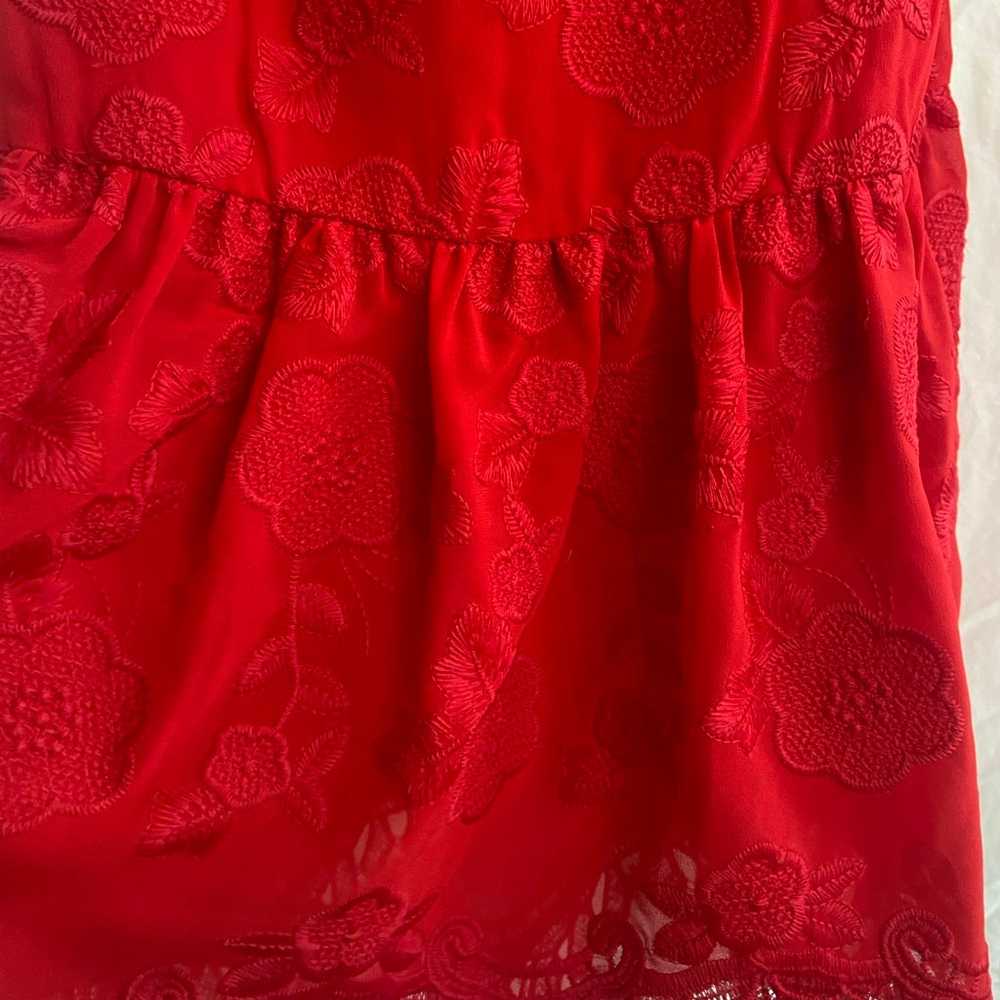Lovers And Friends Red Bow Midi Lace dress Size S… - image 9