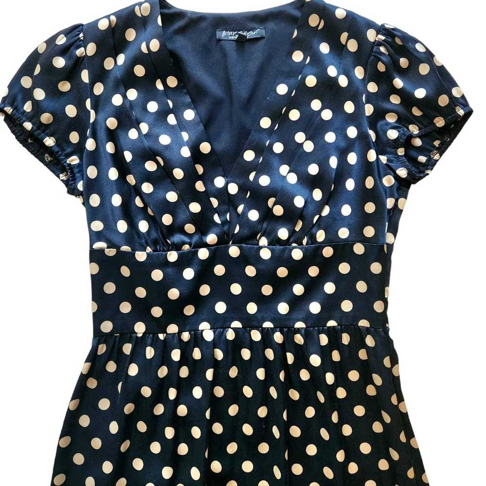 Betsey Johnson Vintage Retro Silk Polka Dot Dress… - image 2