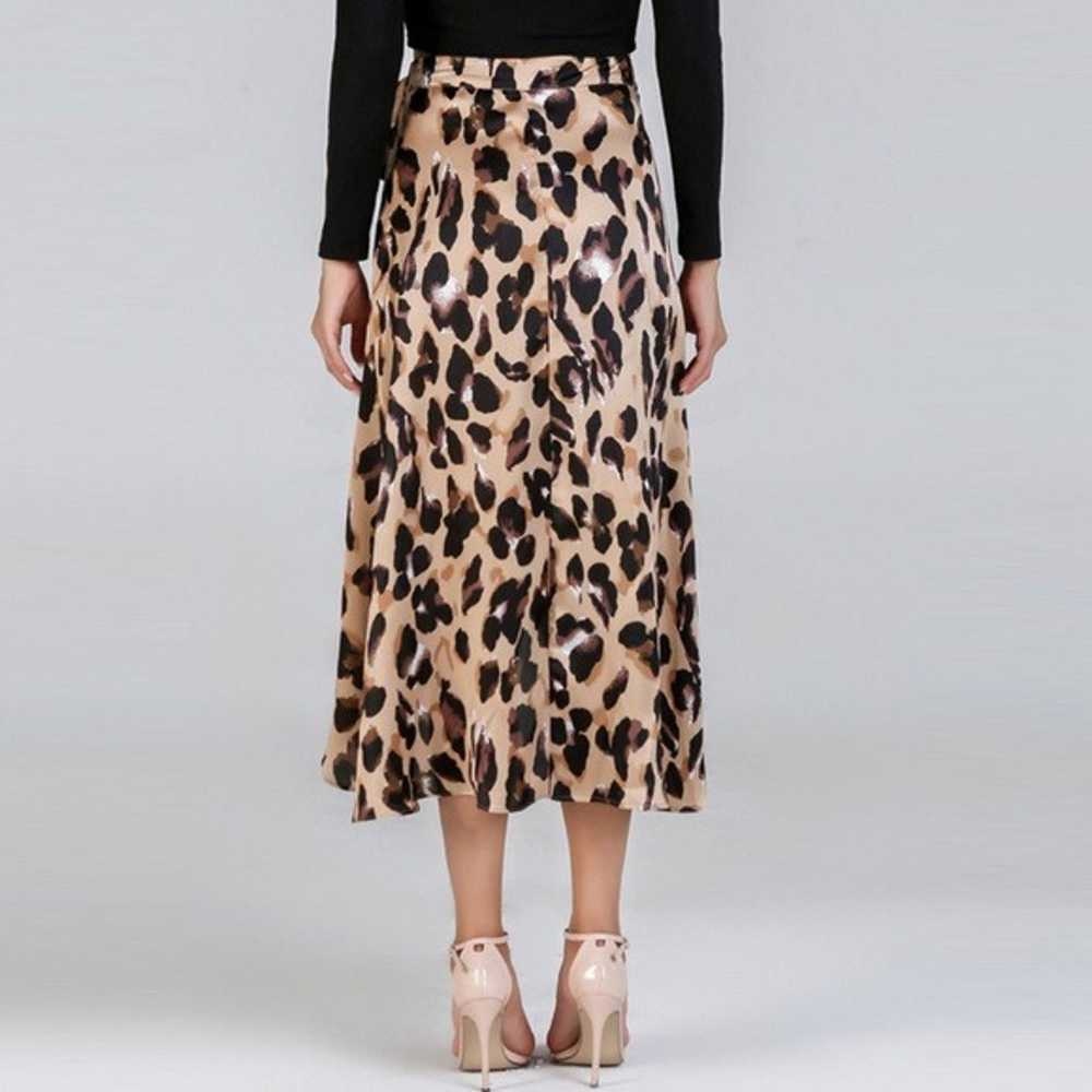 Leopard Printed Midi Tie Wrap Around Skirt - image 2